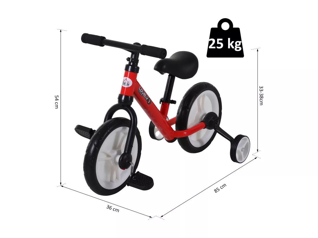 Vélo enfant draisienne 2 en 1 roulettes et pédales amovibles roues 11