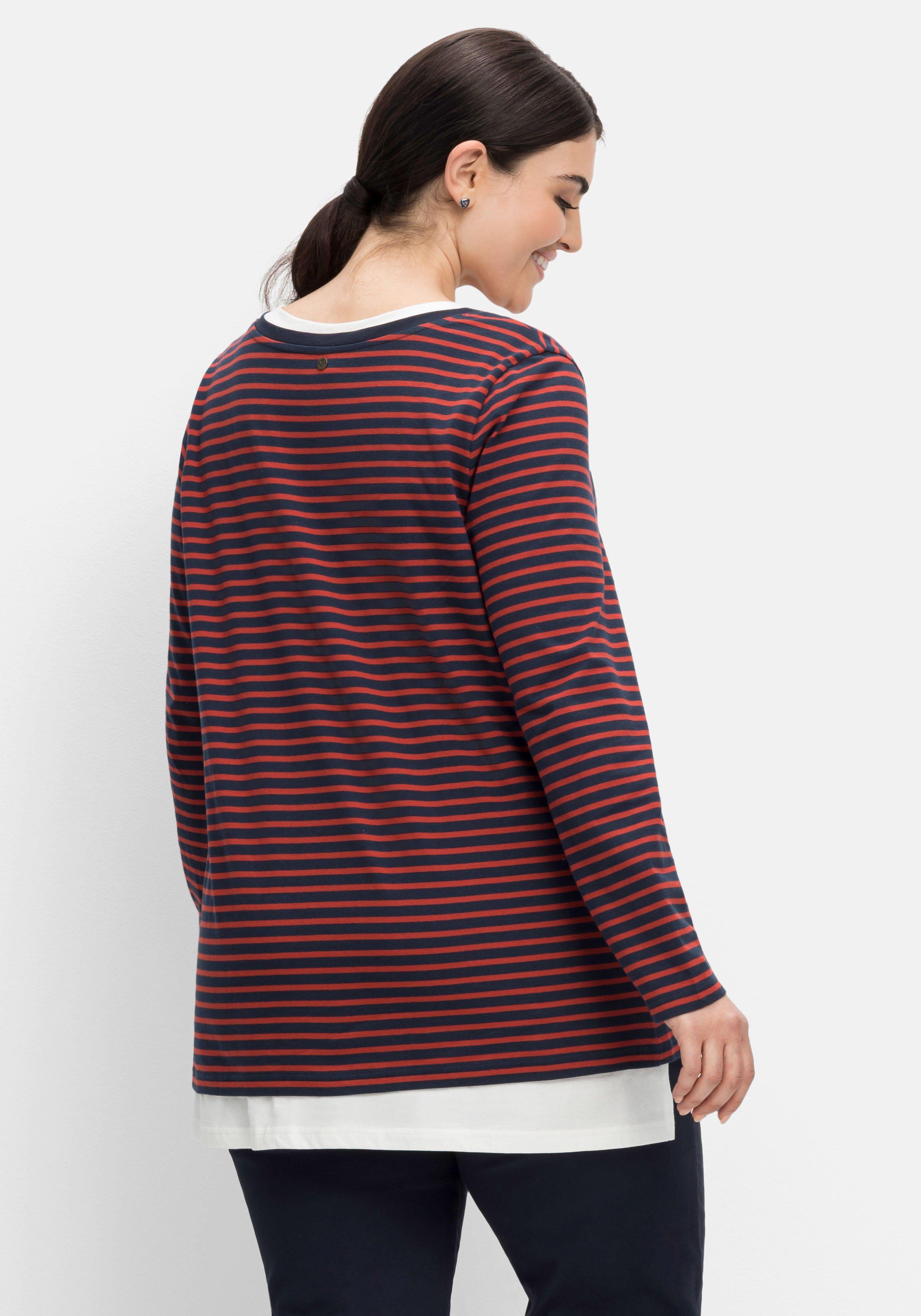 Set aus gestreiftem Langarmshirt und unifarbenem Top