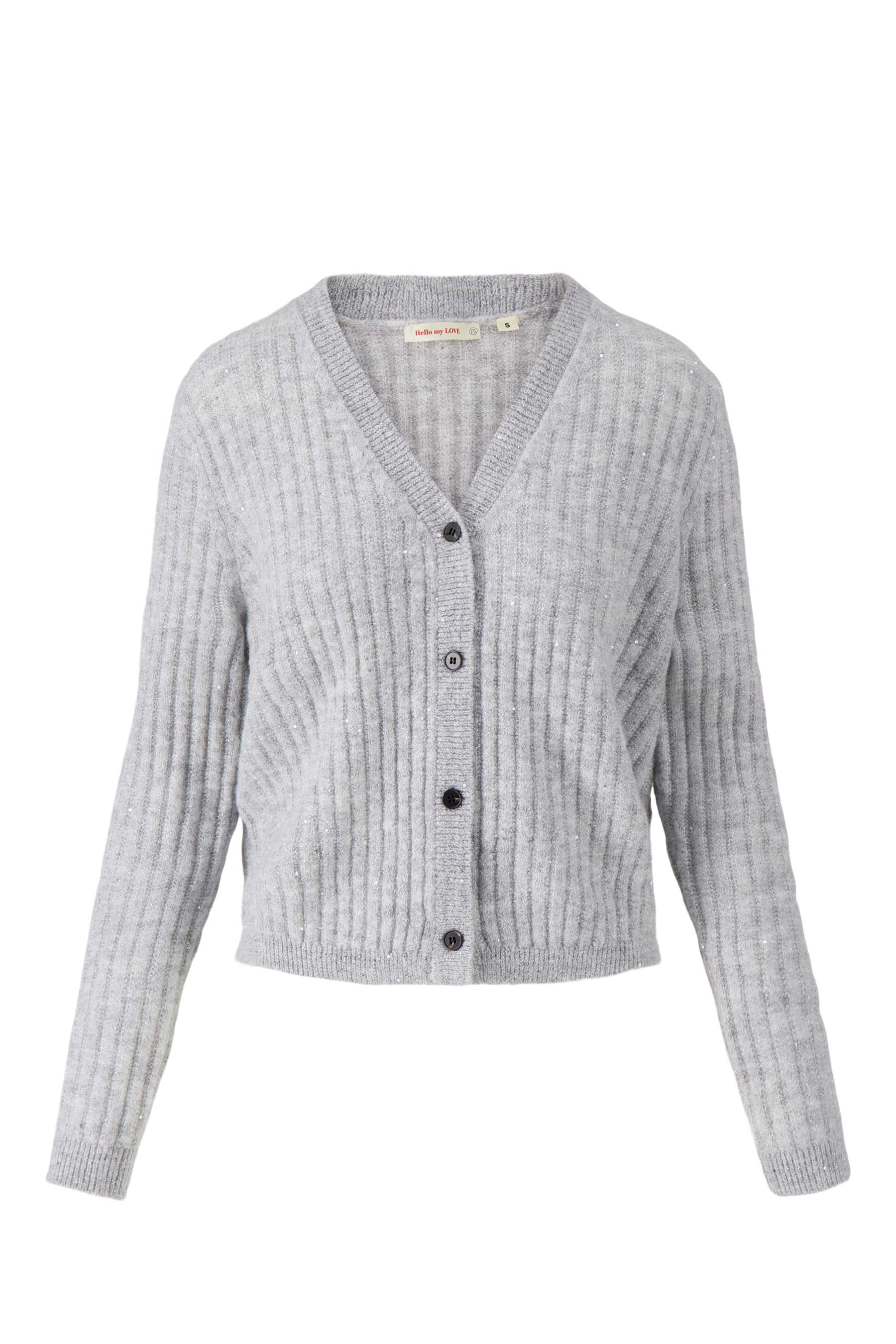 rib vest met kleine pailletten