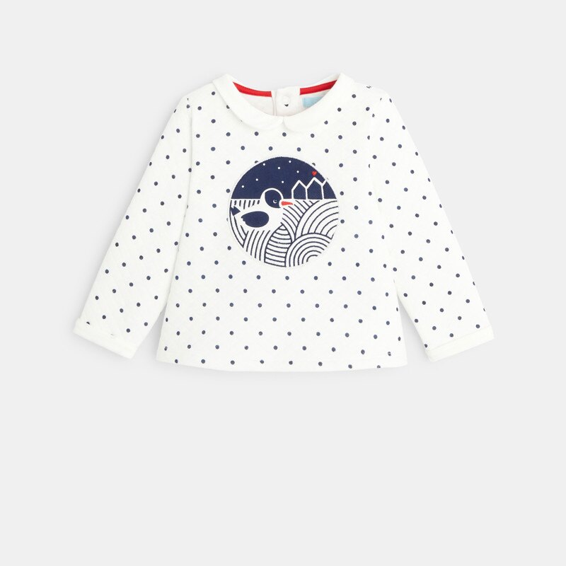 Sweat à pois motif brodé bleu bébé fille Bleu