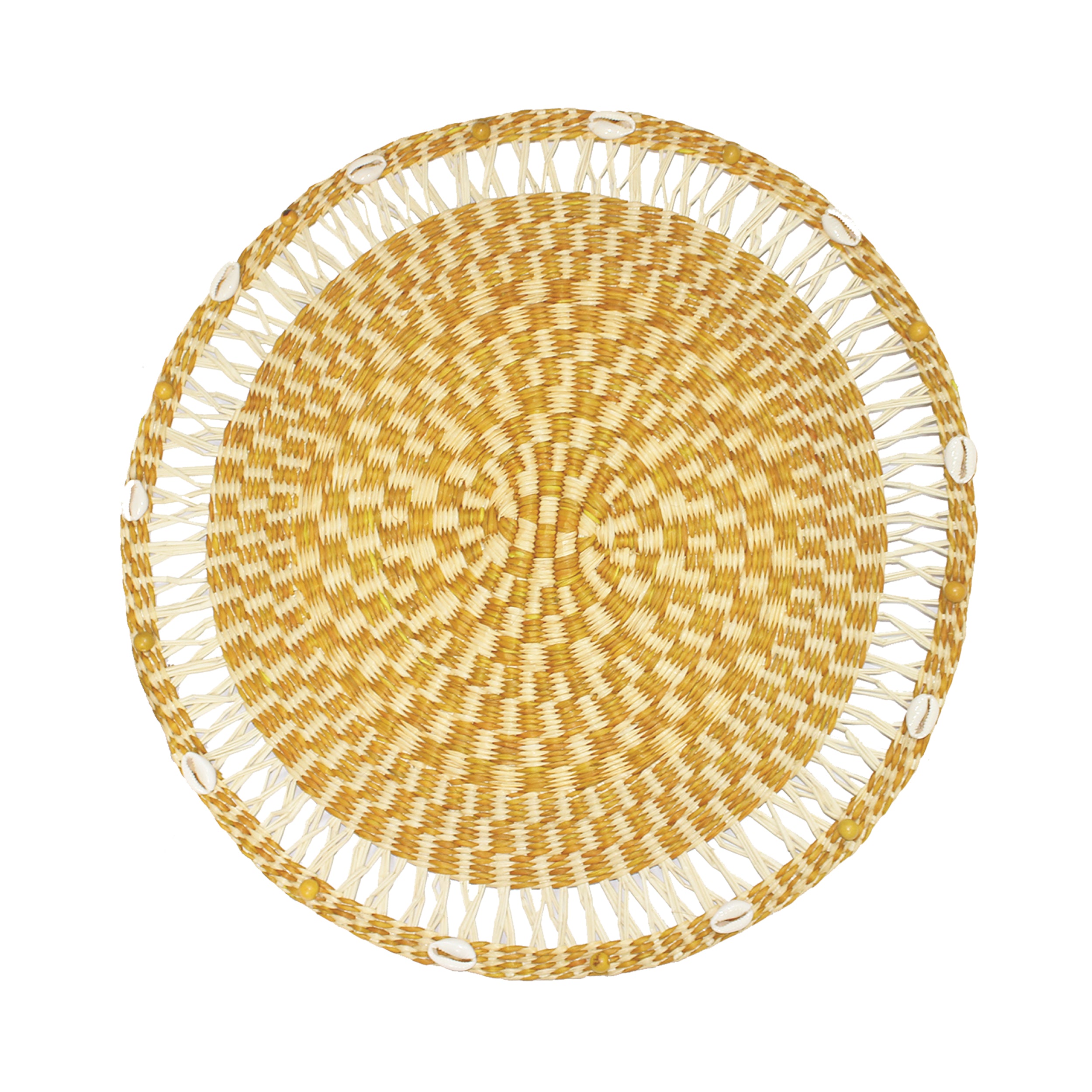 Set de table rond avec perles et coquillages (Lot de 2 unités)