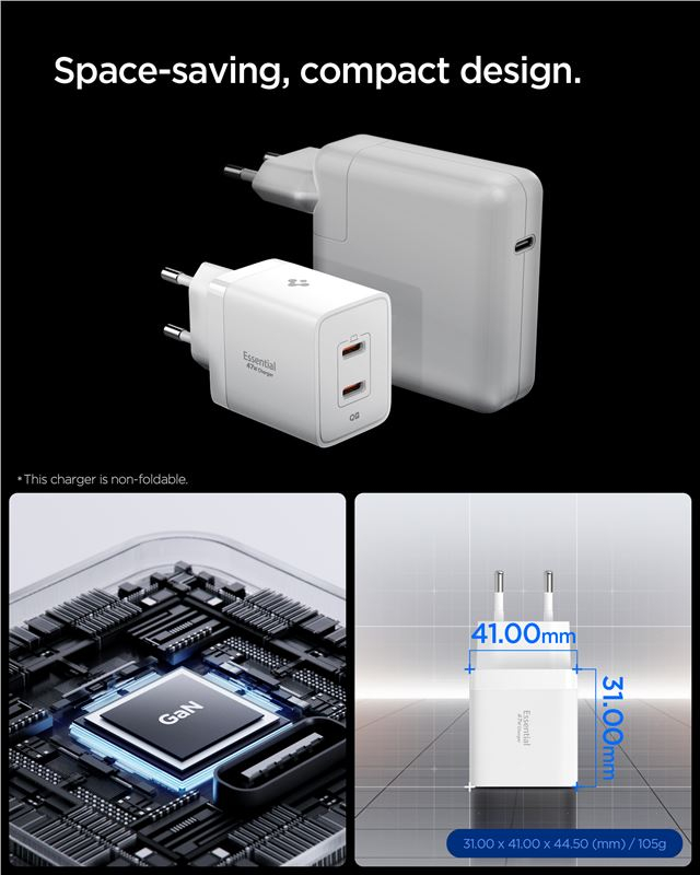 (47W) Dual USB C Essential Ladegerät Netzteil Power Delivery (ACH08707) - Weiss