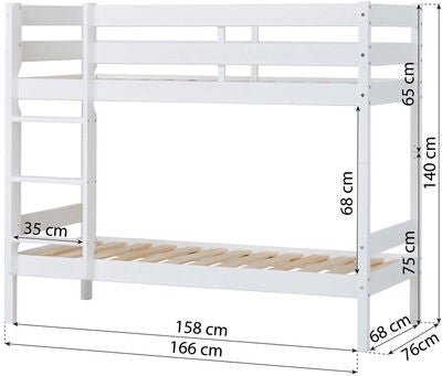 Hoppekids ECO Comfort Køyeseng 70x160, Hvit
