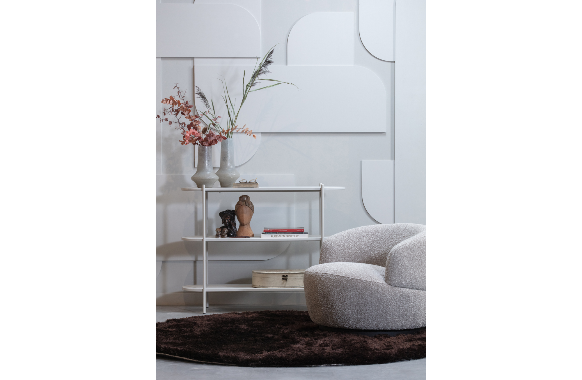Draaifauteuil Woolly bouclé - Naturel