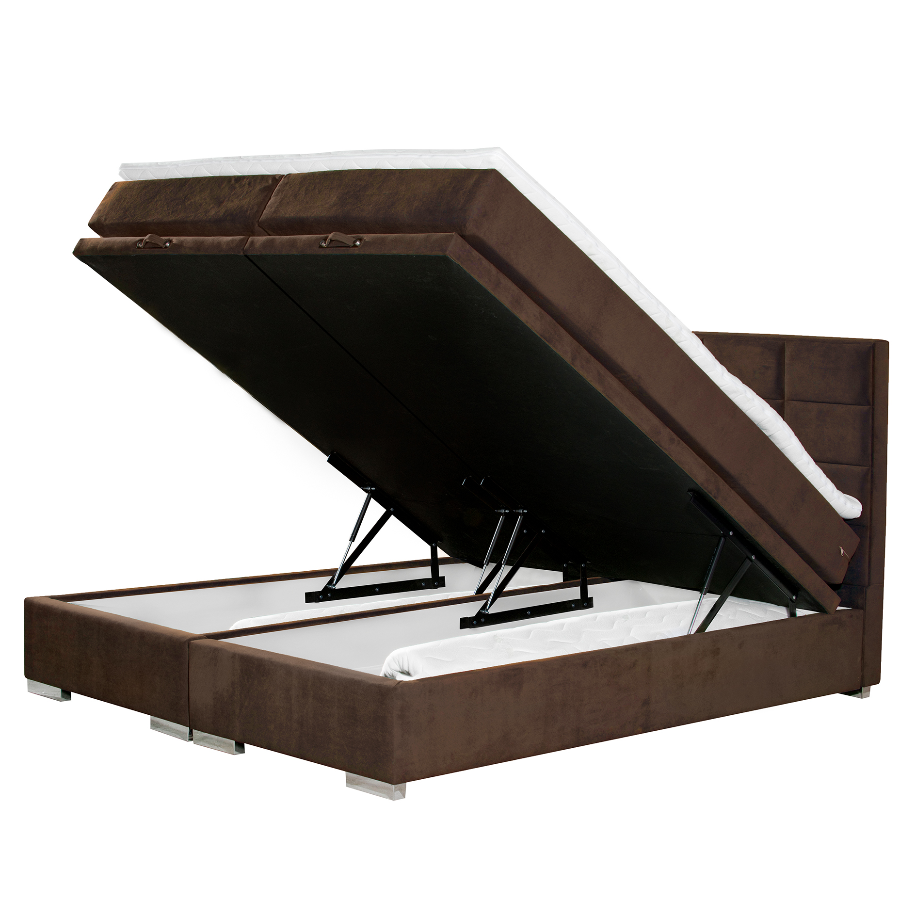 Boxspringbett - braun - H3 - 140x200 cm