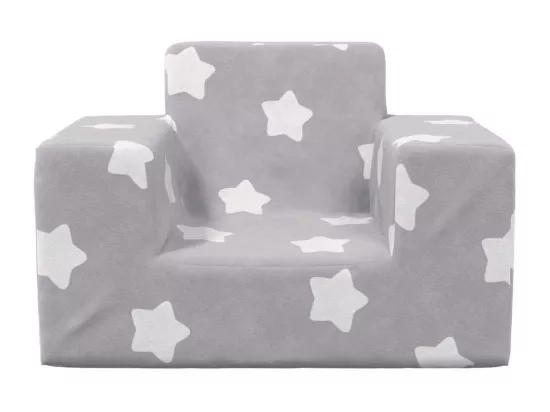 Canapé pour enfants Gris clair avec étoiles Peluche douce
