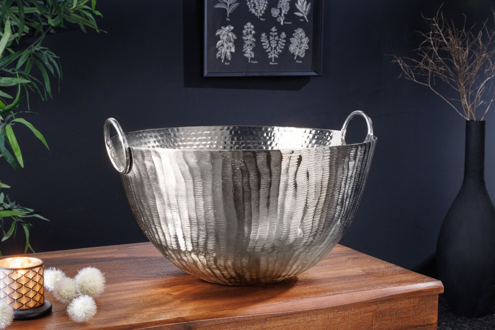 riess-ambiente Deko Schale ORIENT - 40cm silber Metall Hammerschlag Design