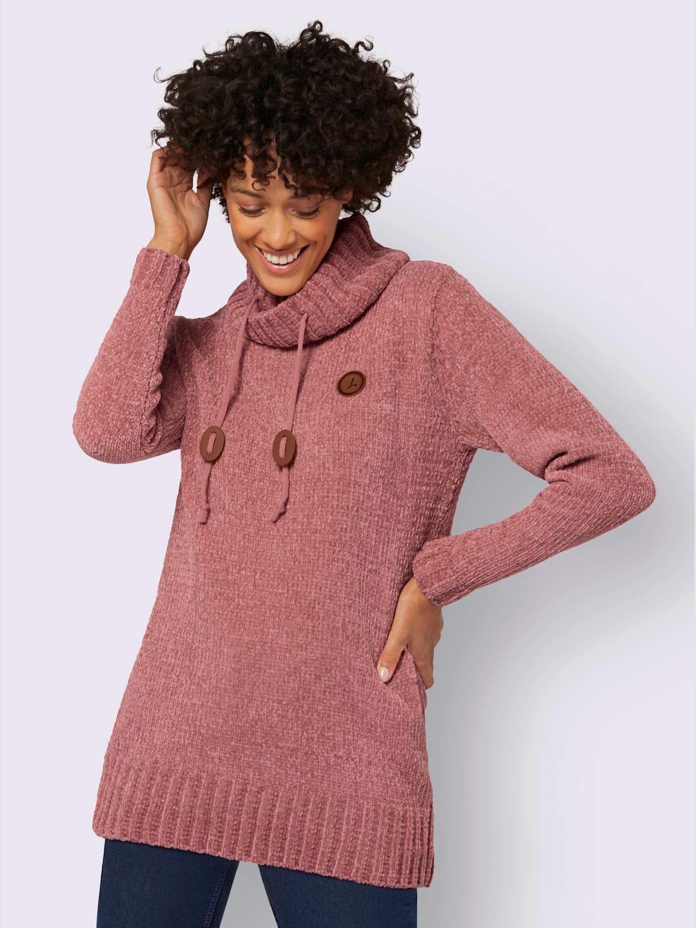 Pull long maille chenille douce