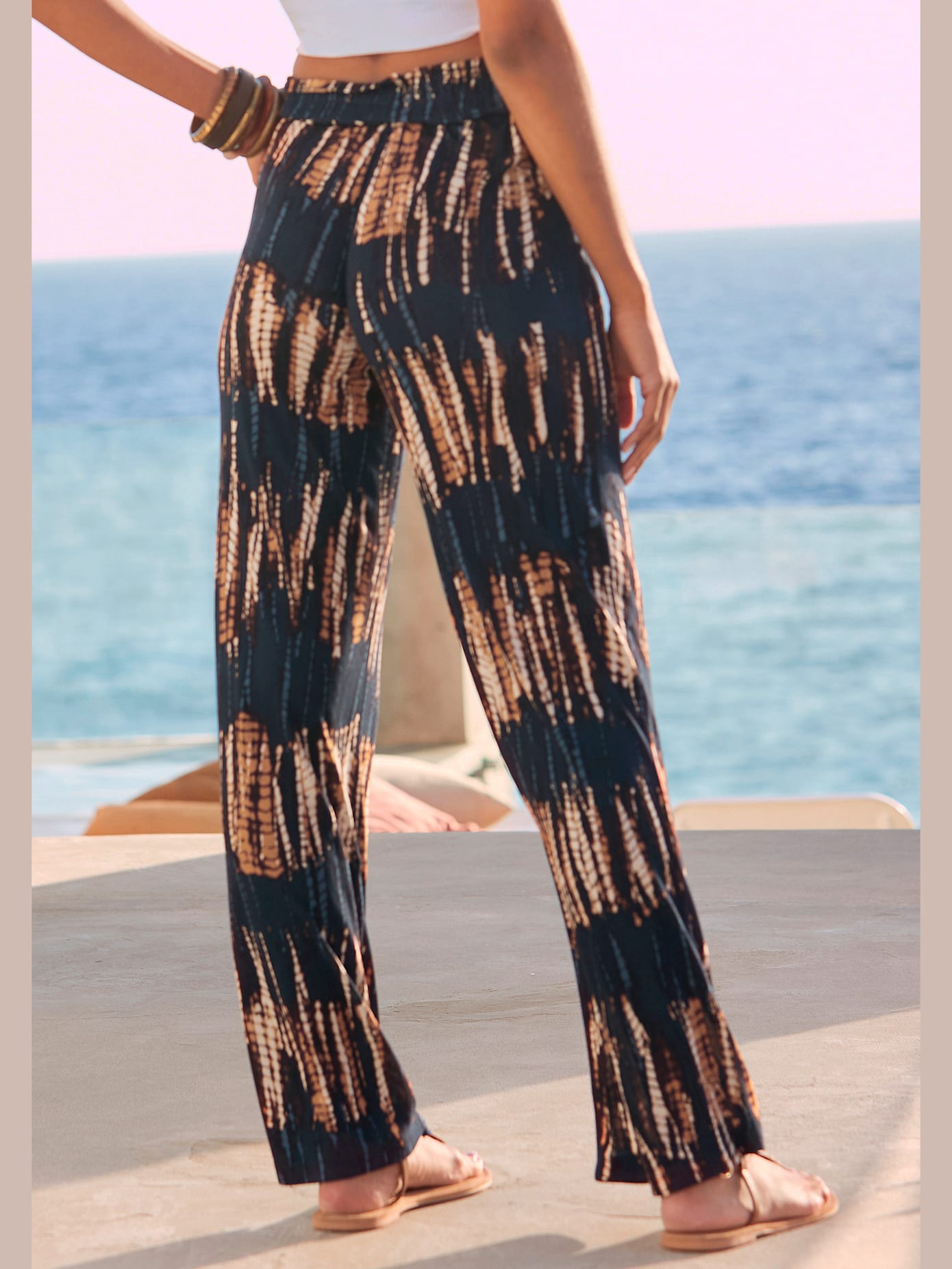 Pantalon en jersey large ceinture élastique