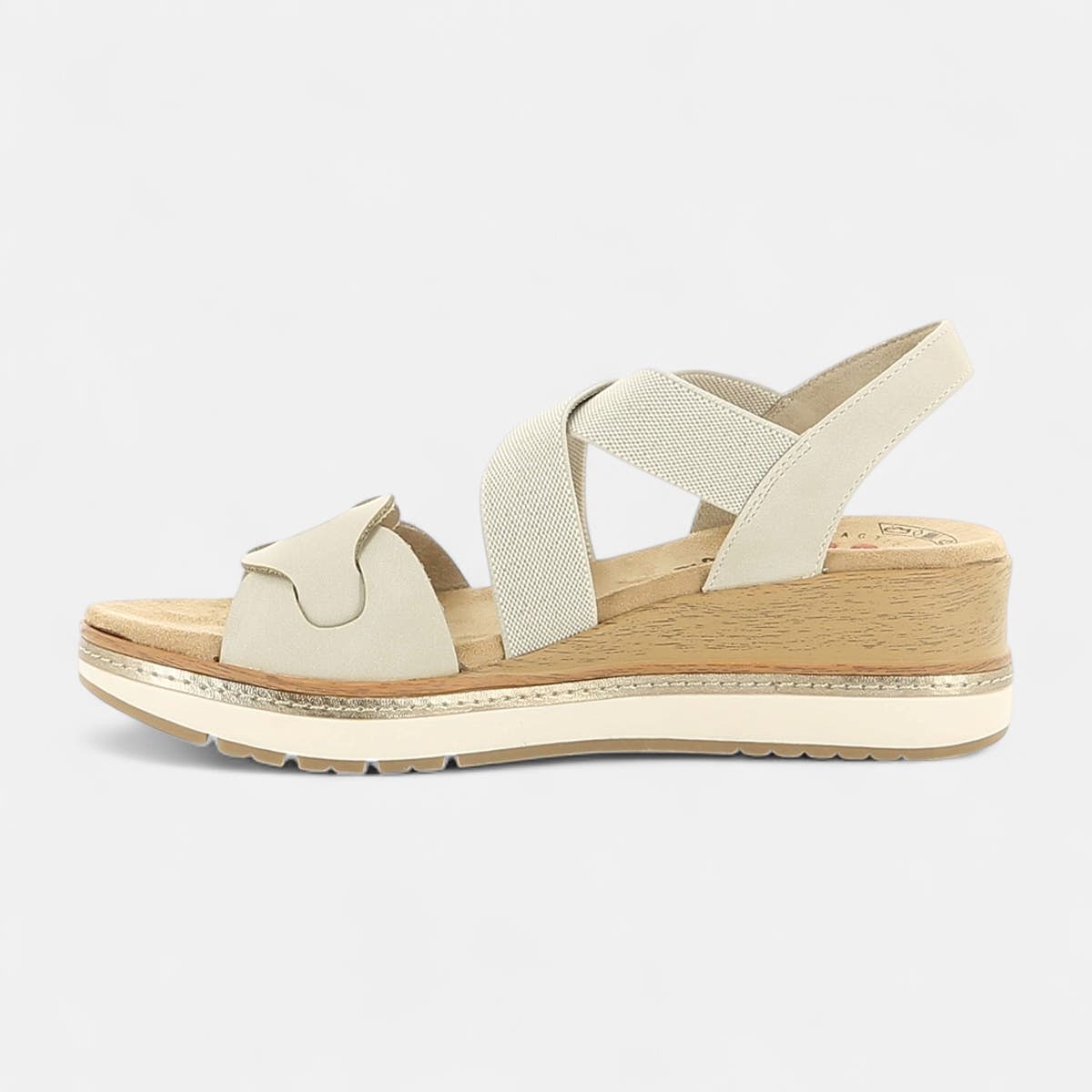 Sandales à talon compensé Femme beige