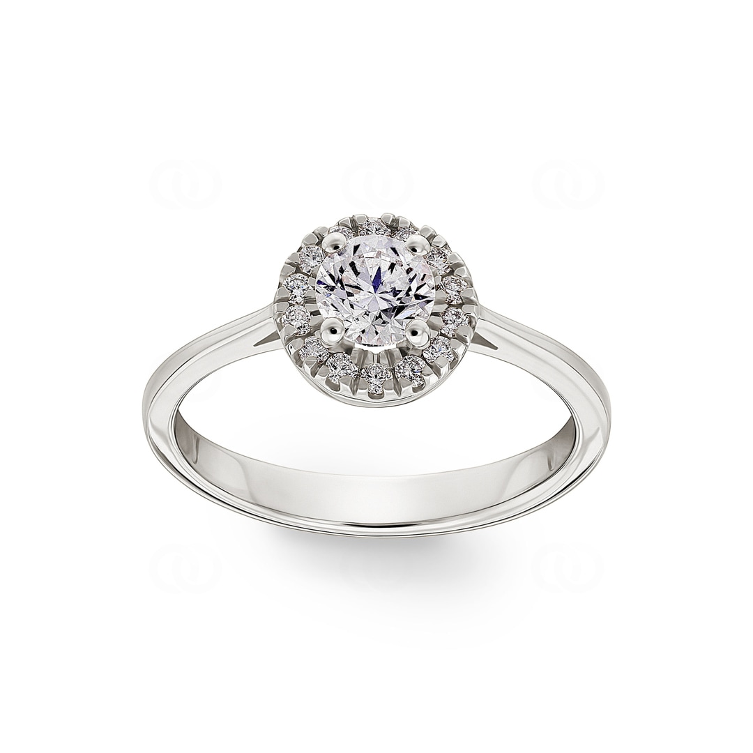 Verlobungsring 750/18 K Weissgold mit Diamanten 0.64 ct H/si