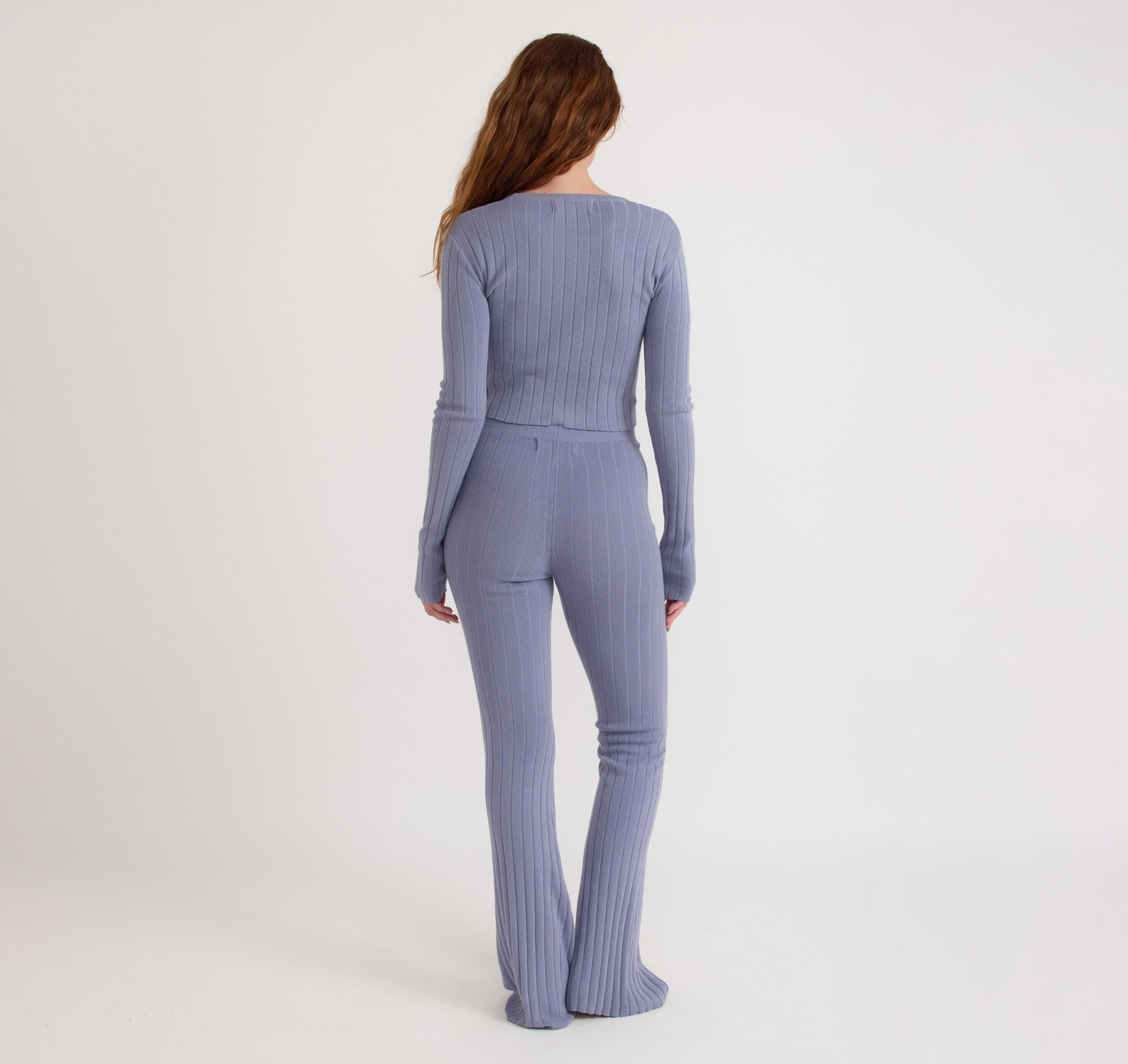 COTTON<br>Soft Knit Rib High-Rise Flare Pants