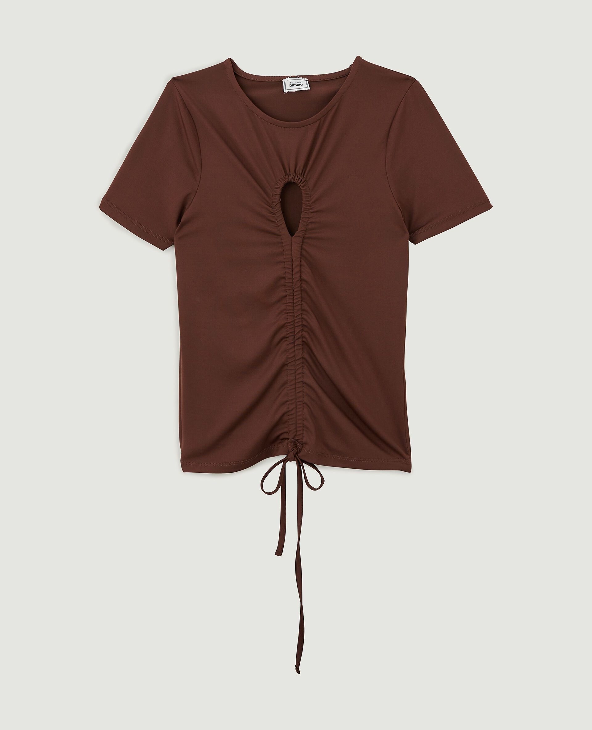 Top avec découpe et liens coulissés - Marron