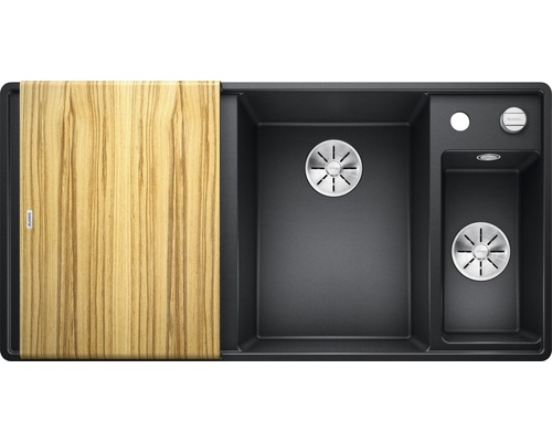 Blanco Axia III 6 SF spoelbak, 990 x 500 mm, antraciet, 523489, 1 bak, bak rechts, vlak ingebouwd, met afdruipgedeelte, met bijzetbak