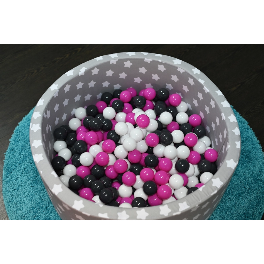 knorr toys® Bällebad soft - Grey white stars - 300 balls cremegreyrose grau