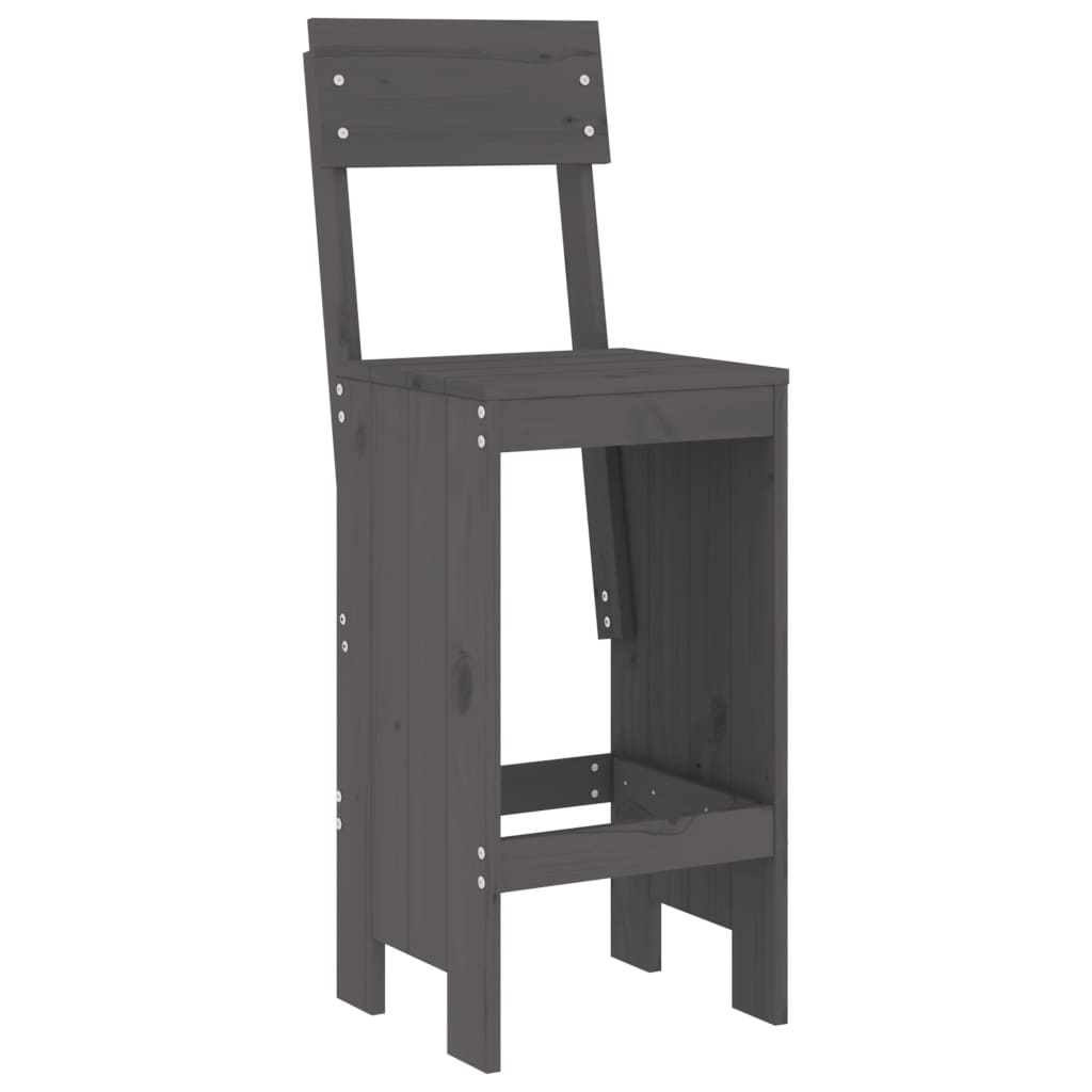 Tabourets de bar 2 pcs gris 40x48,5x115,5 cm bois massif de pin