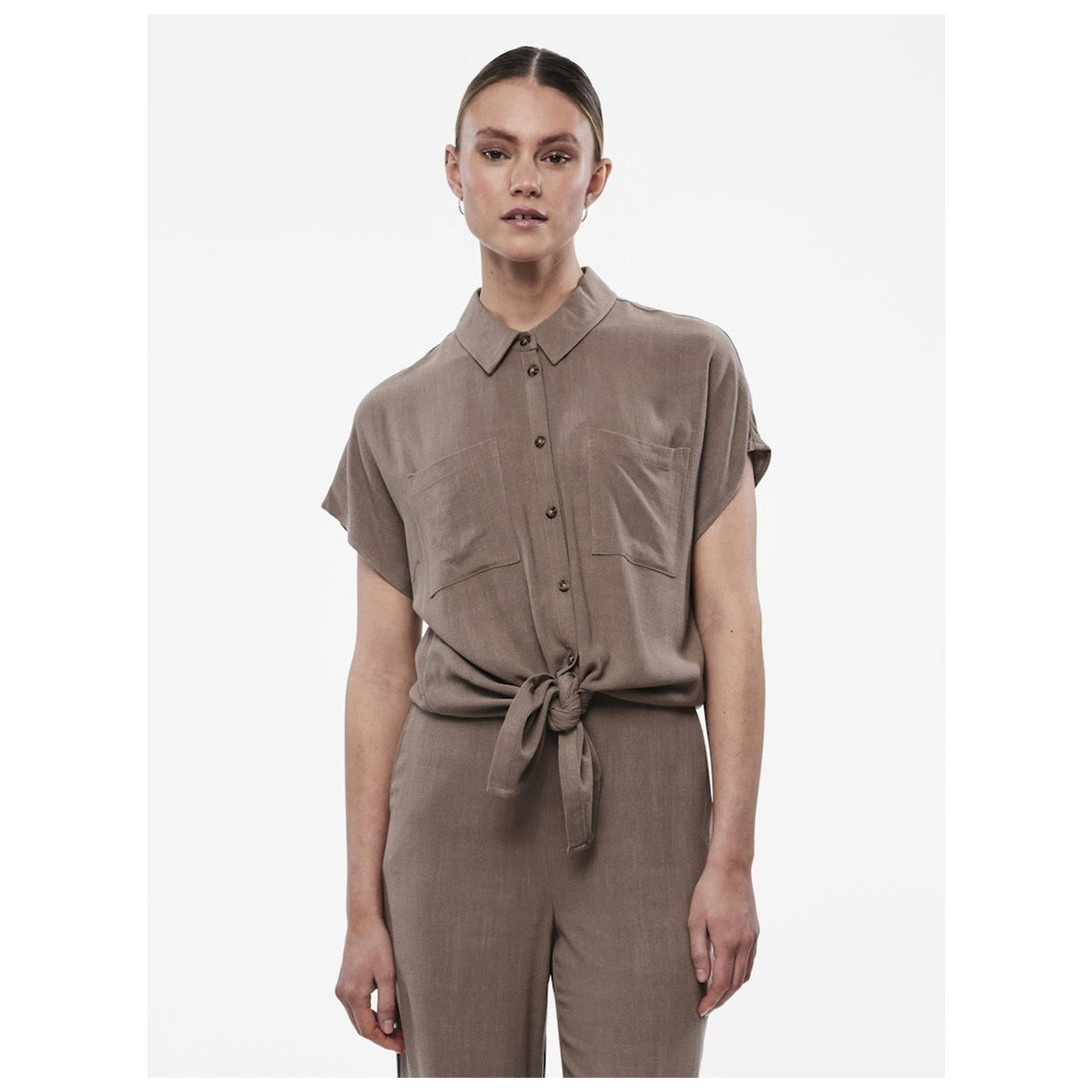 Pieces PCVINSTY SS LINEN TIE SHIRT NO