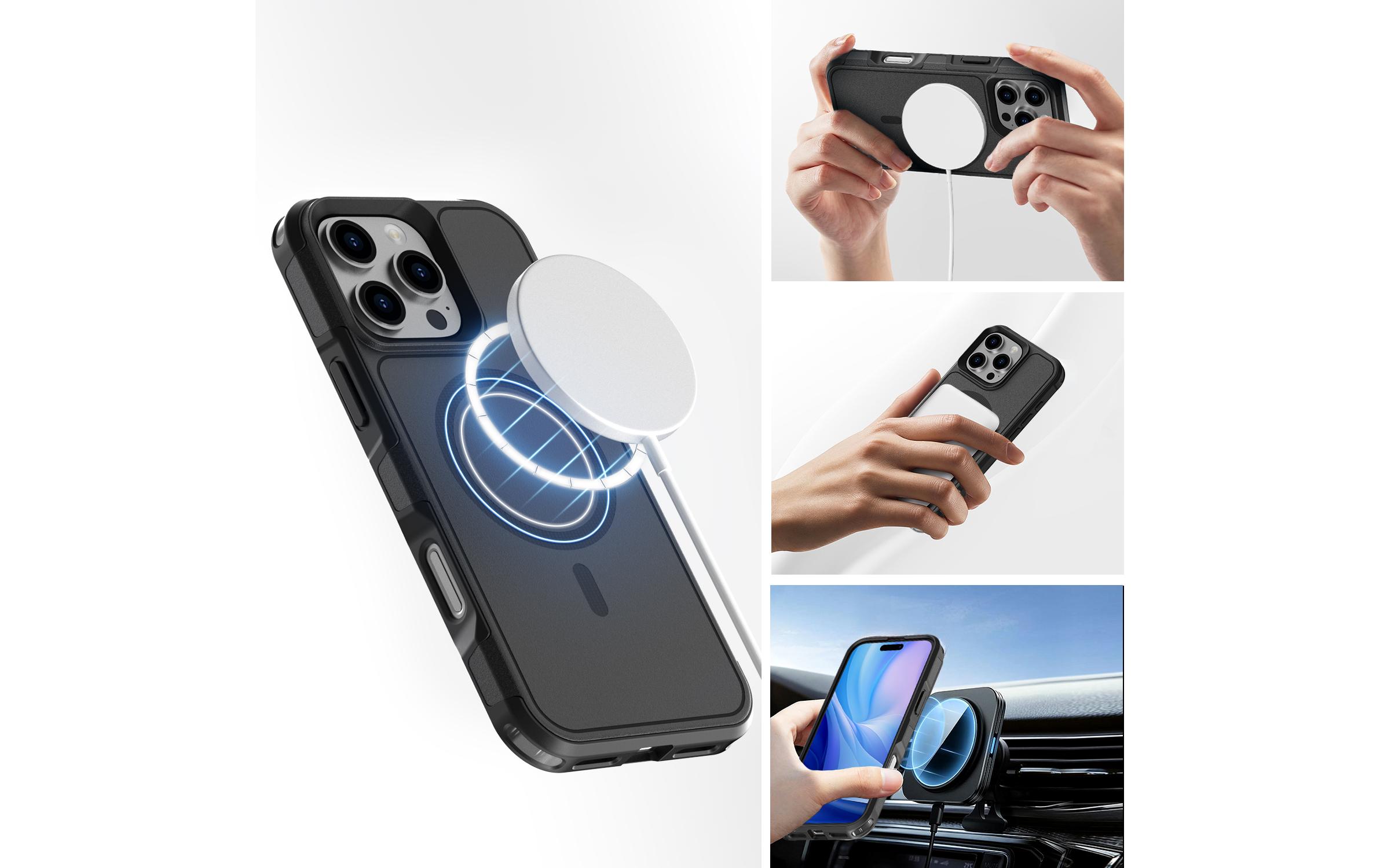 Back Cover Defend iPhone 16 ProSchutzhülle mit integrierten Magneten für das Apple iPhone 16 Pro