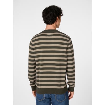 Herren-Strickpullover, Oliv-Sand