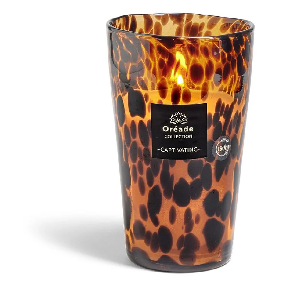 Bougie en verre soufflé Captivante 150h Ø14,5xH24cm marron