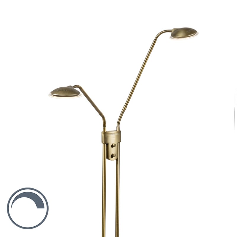 QAZQA - Moderne staande lamp met leeslamp | Staande lamp | Lamp | Lichtbrons met leeslamp incl. LED - Eva Dimmer | Dimbaar | Woonkamer | Slaapkamer - Staal Langwerpig - I (geen
