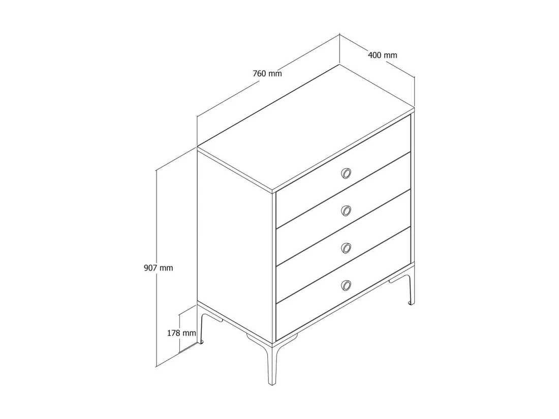 Commode Aether, Commode polyvalente, Commode de chambre, Meuble avec tiroirs, 76x40h91 cm, Noyer et Marbre Blanc