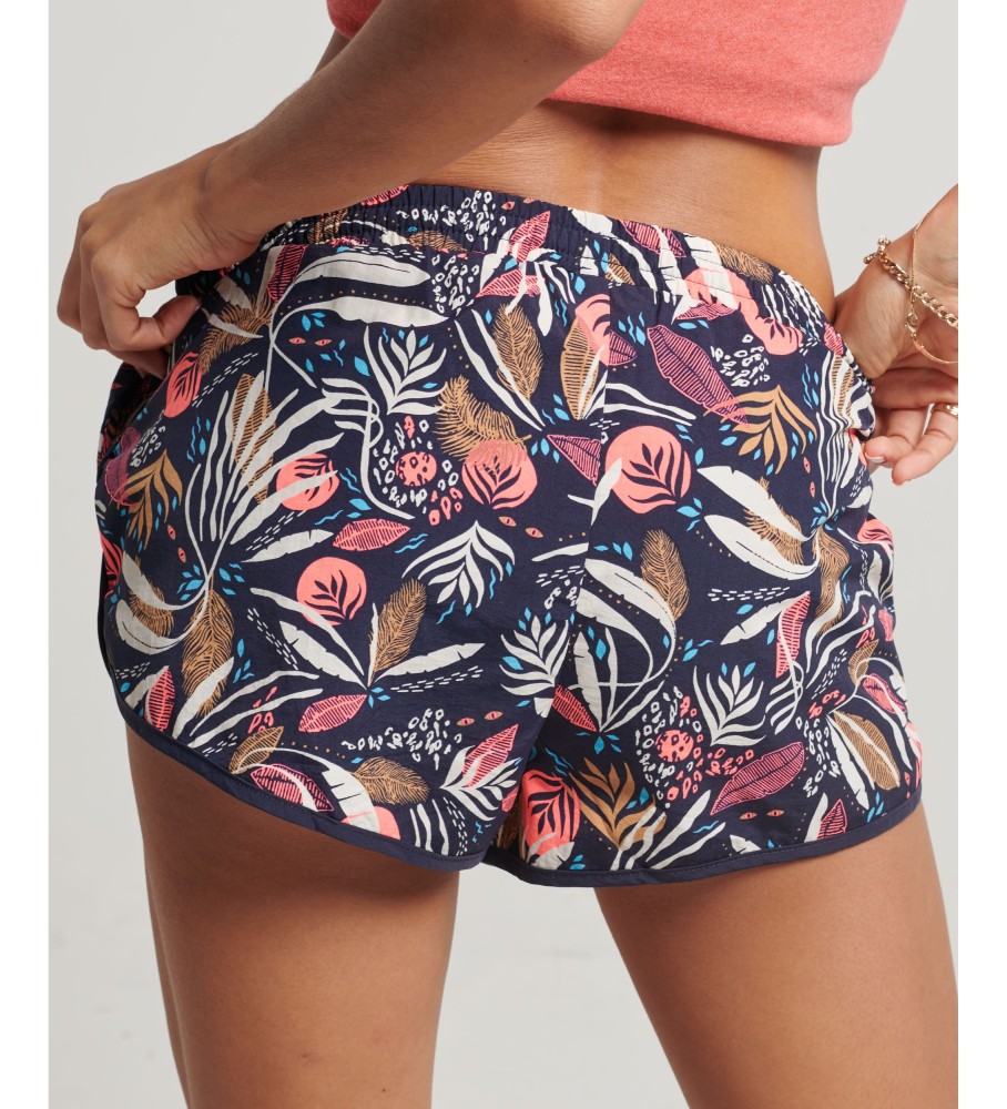 Calções de praia Superdry com estampa vintage azul marinho