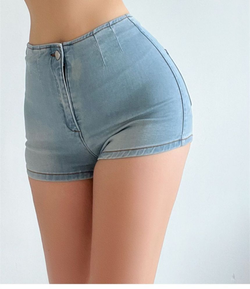 Notica - High Waist Washed Denim Hotpants