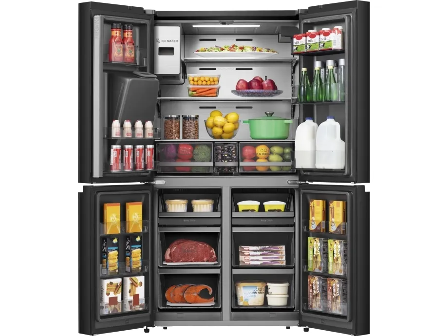 Hisense RQ760N4IFE - Køleskab/fryser - frans dør-bundfryser med vanddispenser, isdispenser - Wi-Fi - bredde: 91.4 cm - dybde: 72.5 cm - højde: 178.5 cm - 577 liter - Klasse E - sort