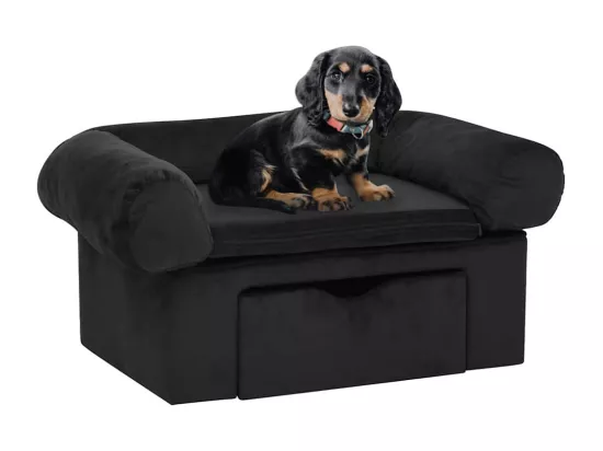 Canapé pour chien avec tiroir Noir 75x50x38 cm Peluche