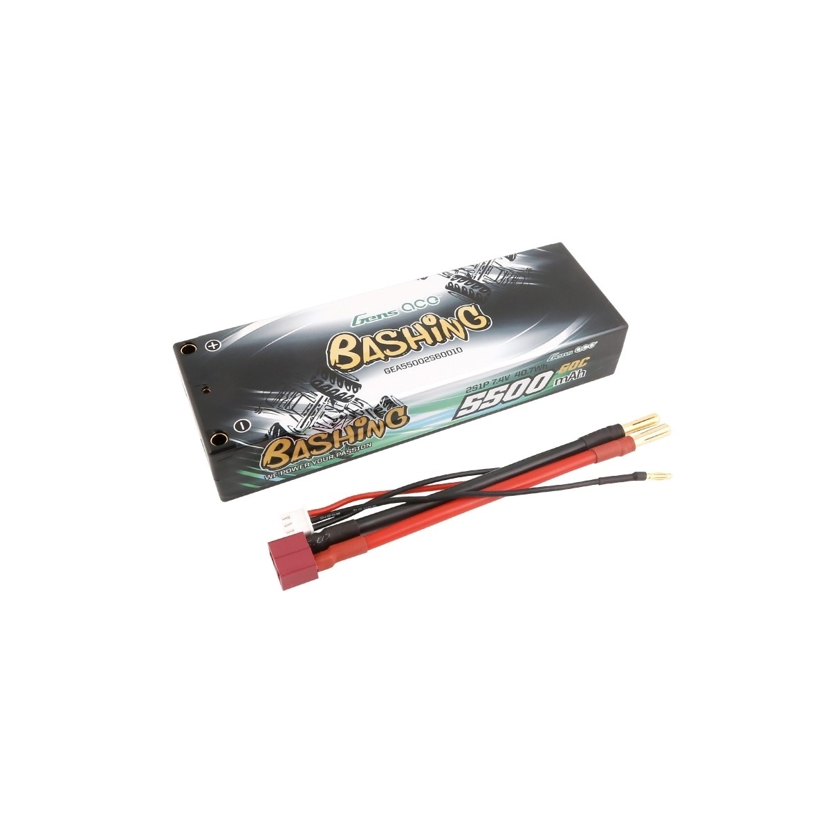 2s  5500mAh - 60C - Gens Ace Hard Case Deans Wire