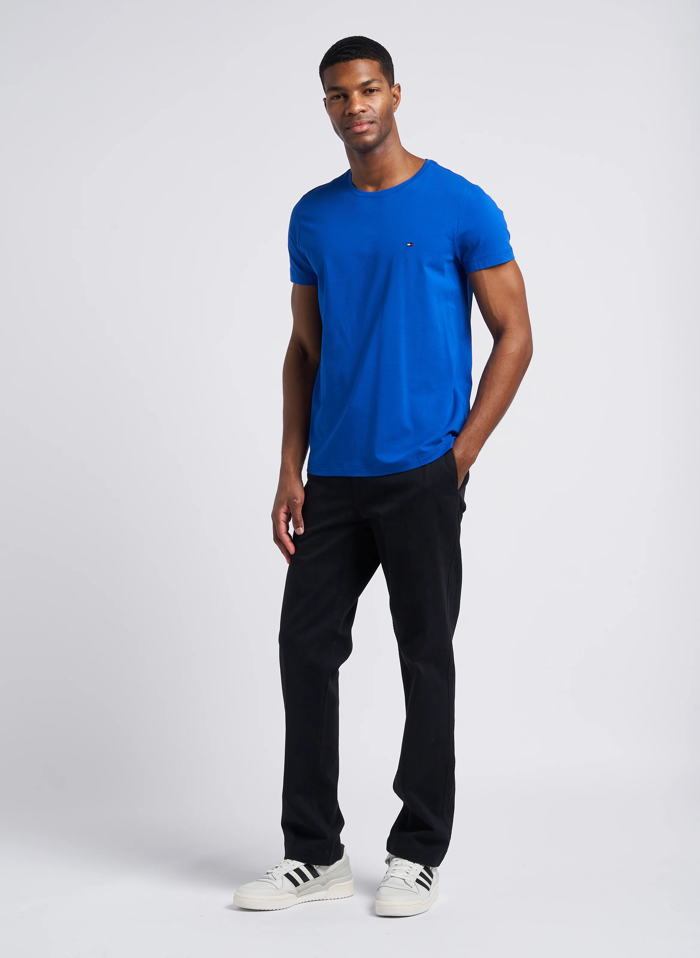 Pantalon slim en coton mélangé | Noir