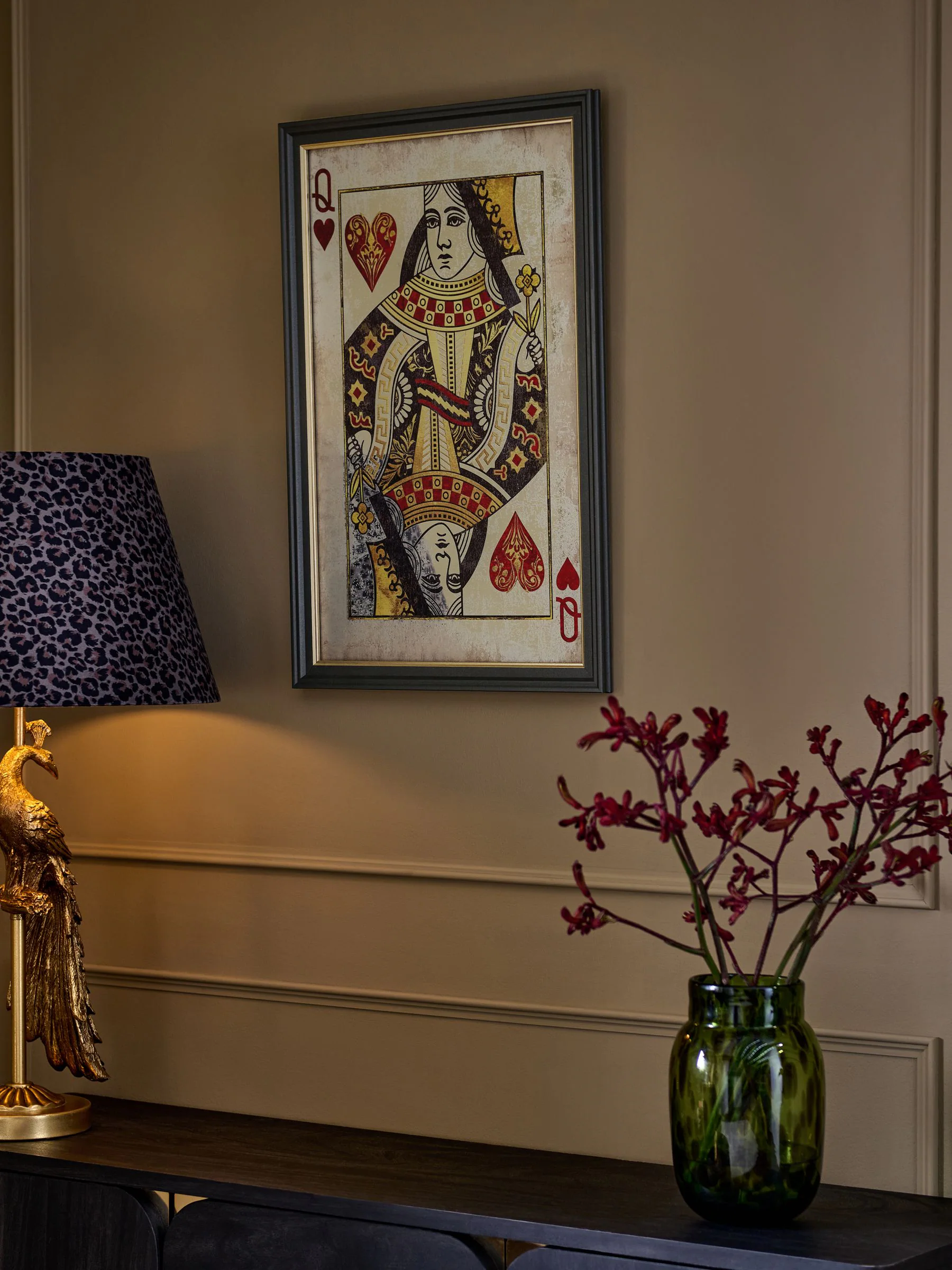 Antiqued Queen Of Hearts Mirror Wall Art