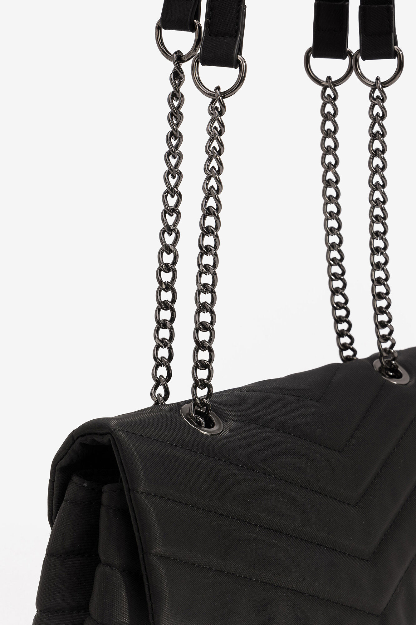 Bolsa de ombro acolchoada com alça combinando - Preta
