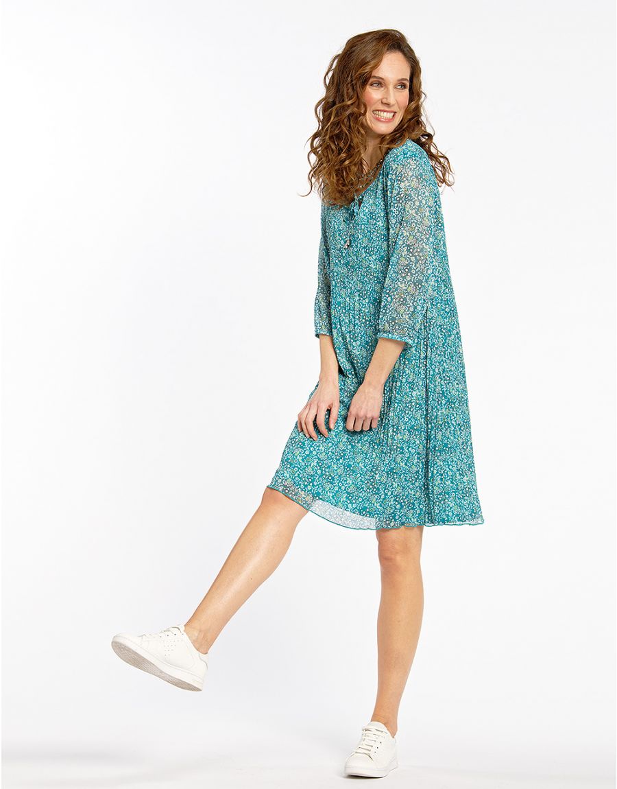 Robe plissée voile bleue