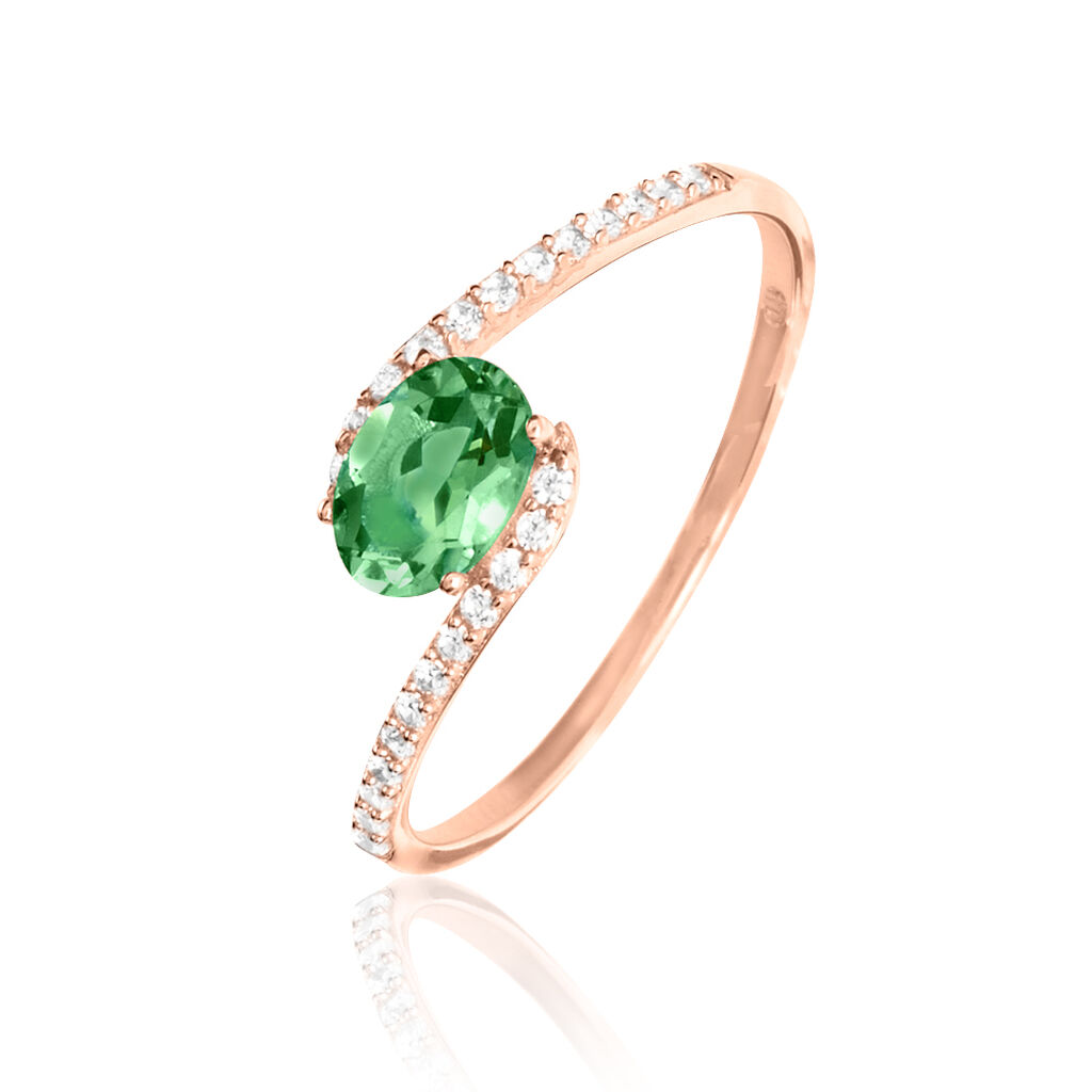 Bague Loriane Or Rose Emeraude Et Diamant