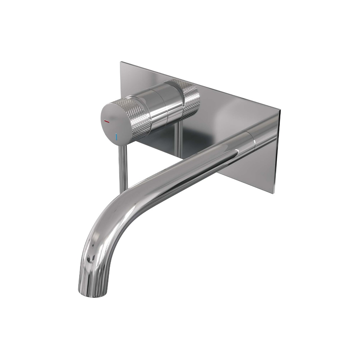 Brauer Chrome Carving inbouw wastafelkraan plaat met gebogen uitloop, lange handgreep en ColdStart chroom links