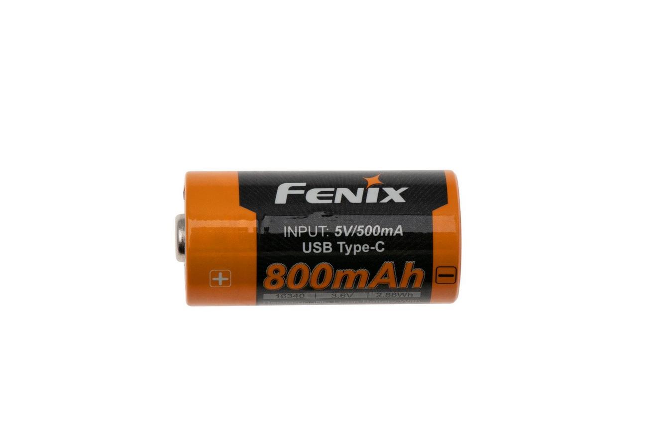 Fenix ARB-L16-800UP, 16340, High Discharge, USB-C-oplaadbare accu, 800 mAh Li-Ion