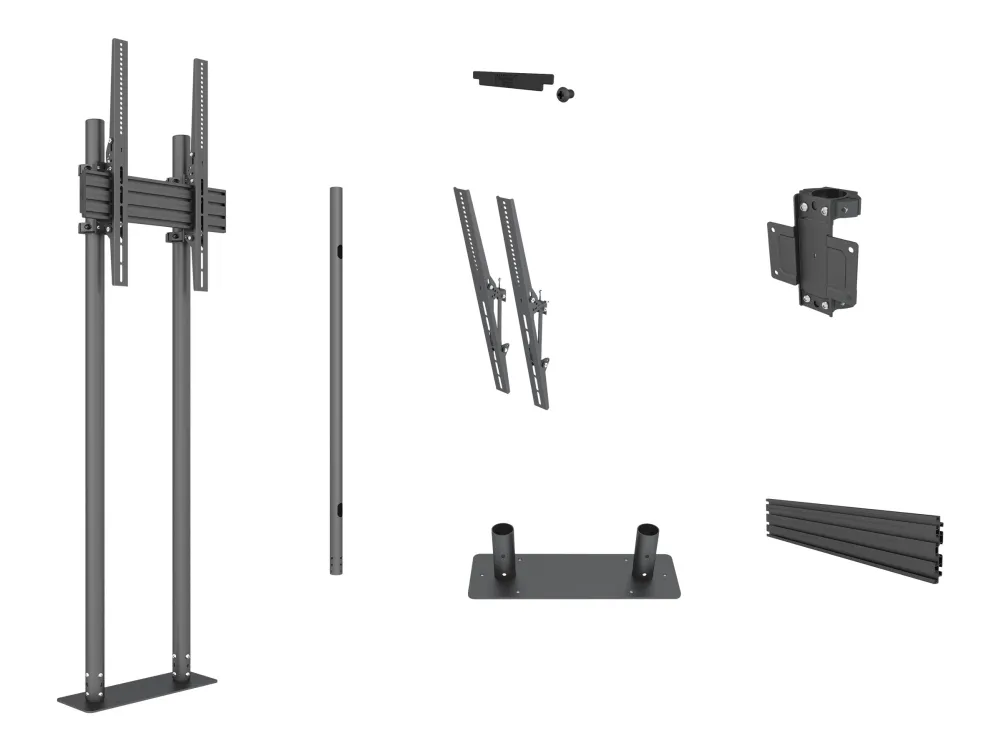 Multibrackets M Pro Dual Pole Floormount - Stativ - for LCD display - plastik, aluminium, stål - sort - skærmstørrelse: 65