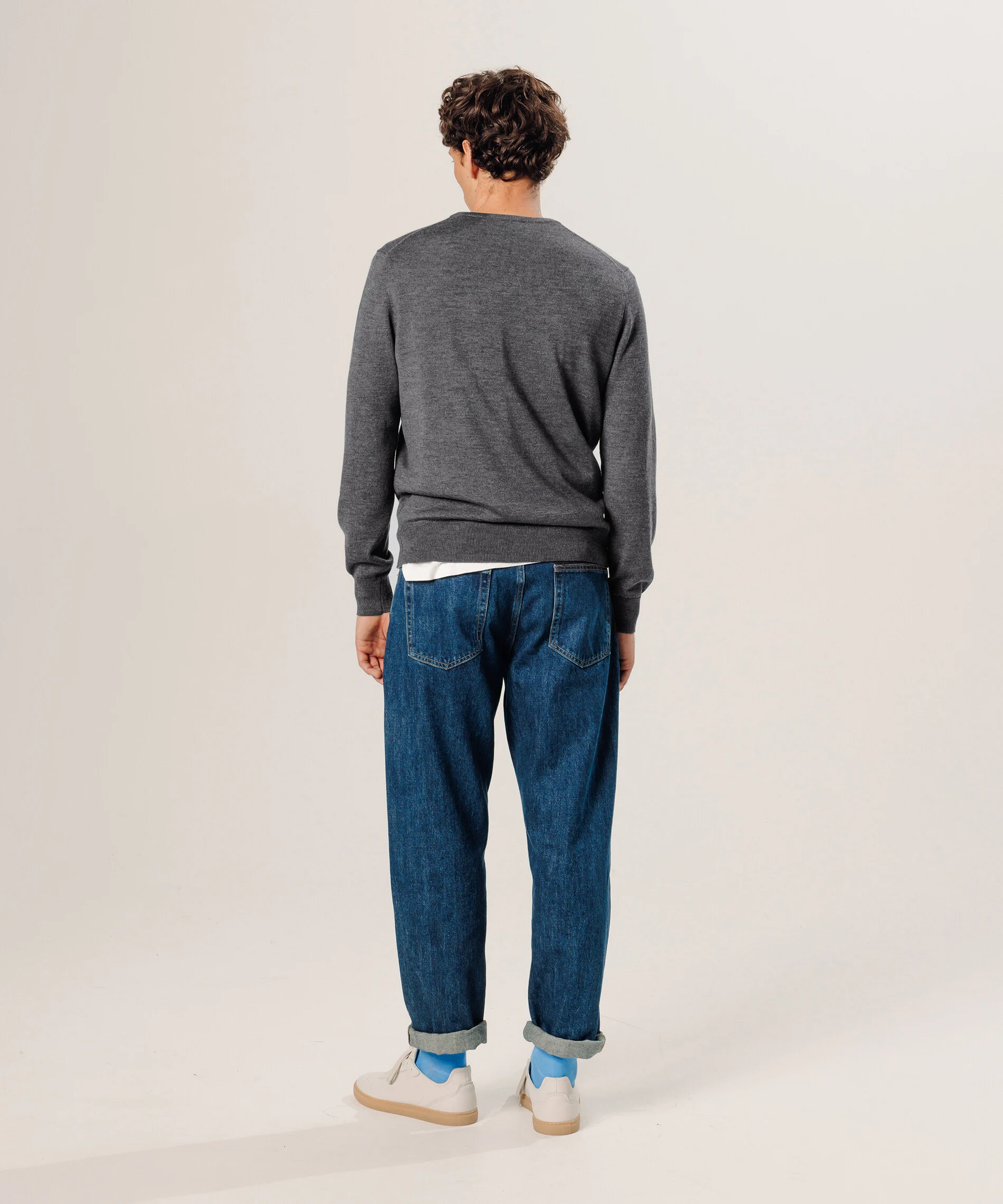 Pull col rond en laine mérinos | Gris
