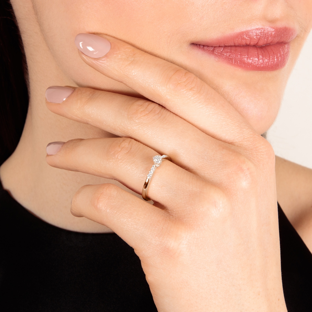 0.25 Karat Diamantring 750/18 K Roségold
