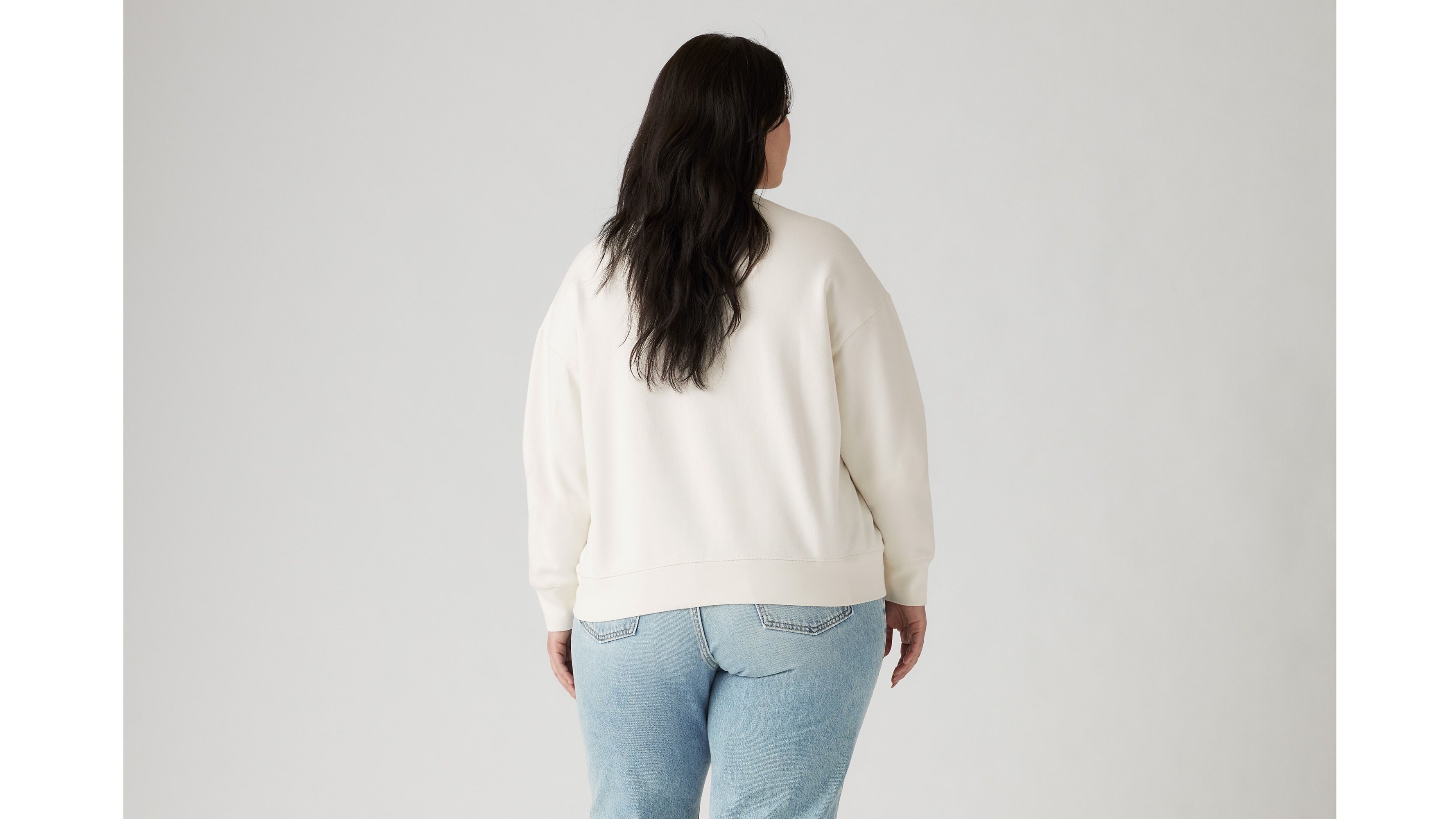 Sweat-shirt col rond graphique Signature (grandes tailles) - Plus Crew Wonky Batwing Cloud Dancer - Blanc
