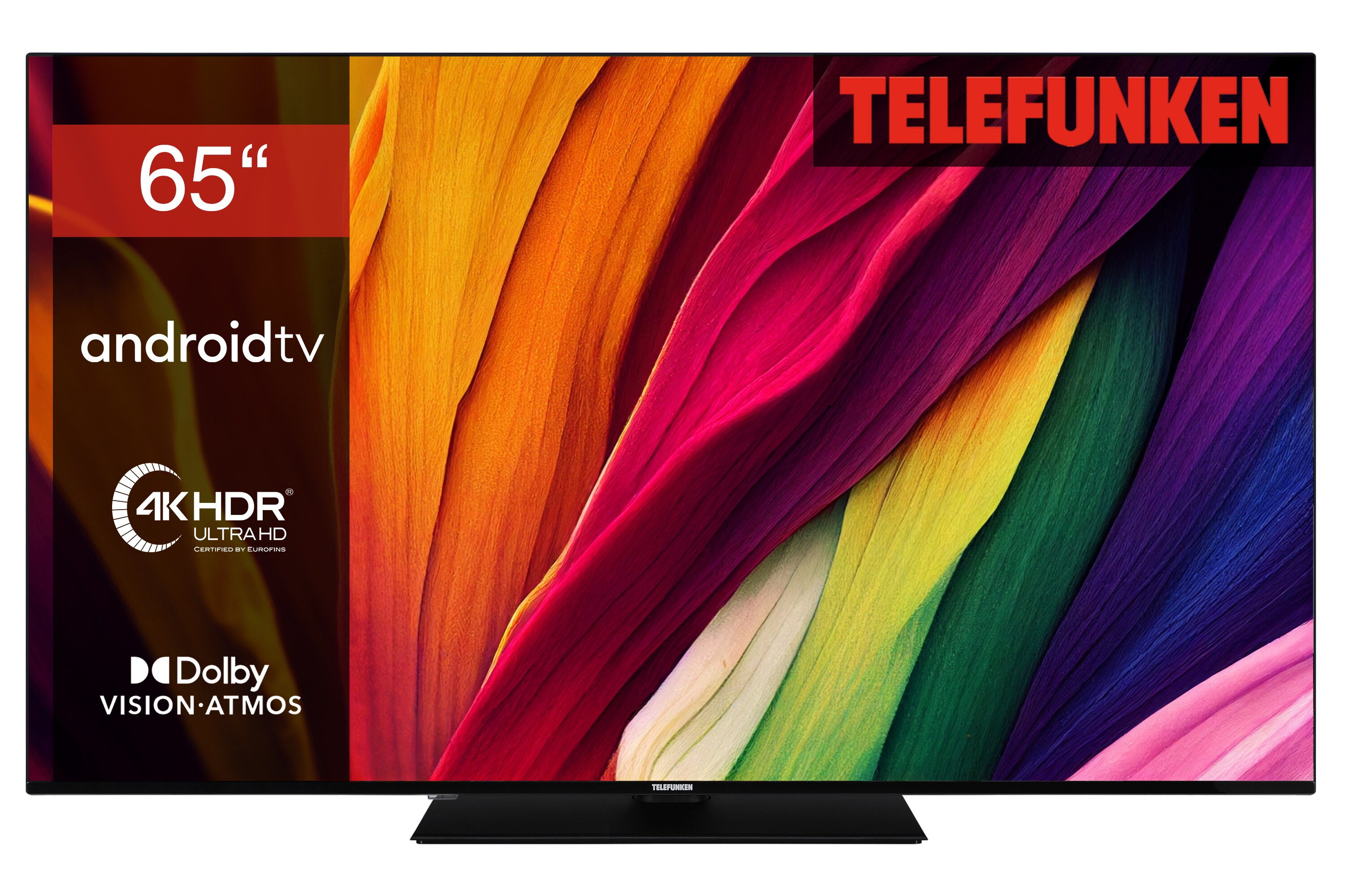 TELEFUNKEN D65U750X2CW 65 Zoll Fernseher / Android Smart TV (4K Ultra HD, HDR Dolby Vision, Triple-Tuner)