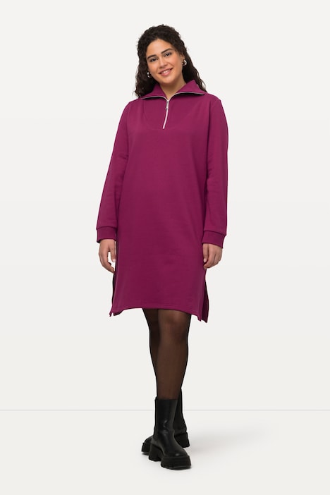 Sweatkleid, Troyerkragen, Reißverschluss, Langarm