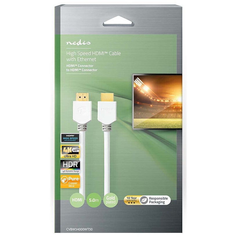 Nedis CVBW34000WT50 high speed HDMI-kabel met ethernet wit 5 meter