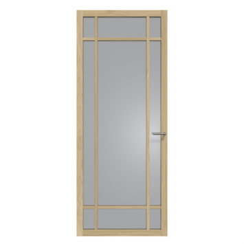 Arne & Bodil binnendeur ABE107 rook glas - licht eiken houtlook afwerking