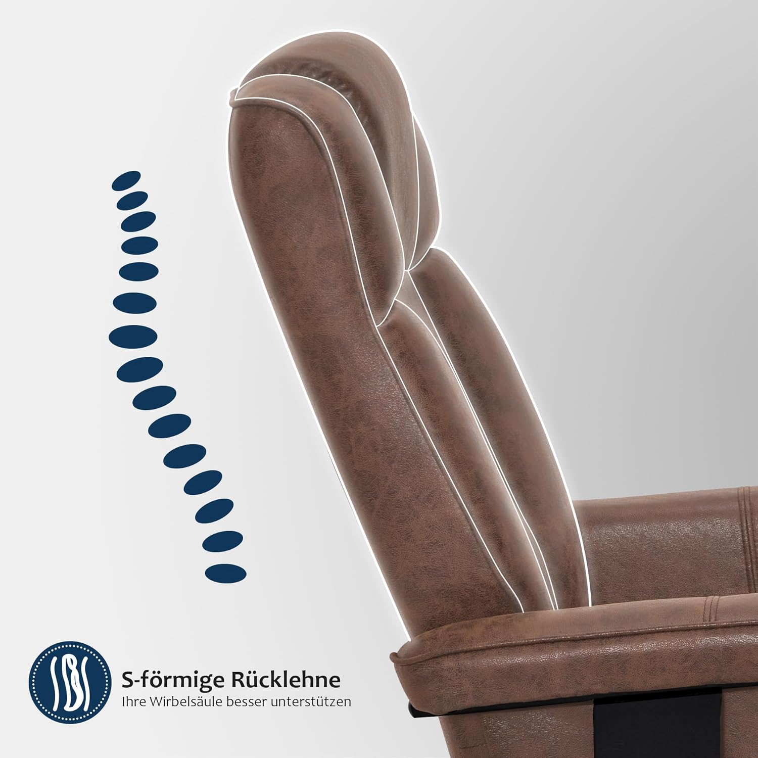 M MCombo Relaxsessel mit Hocker, 360° drehbarer Fernsehsessel mit Liegefunktion, bis 120 Kg belastbarer TV-Sessel, moderner Ruhesessel für Wohnzimmer, 9019 (Mikrofaser, Braun)
