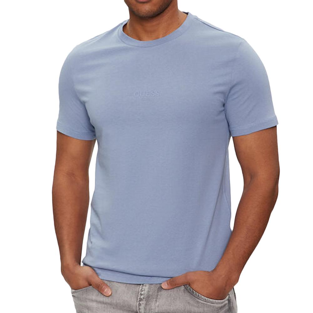 Guess T-shirt Bleu Clair Homme Guess Aidy