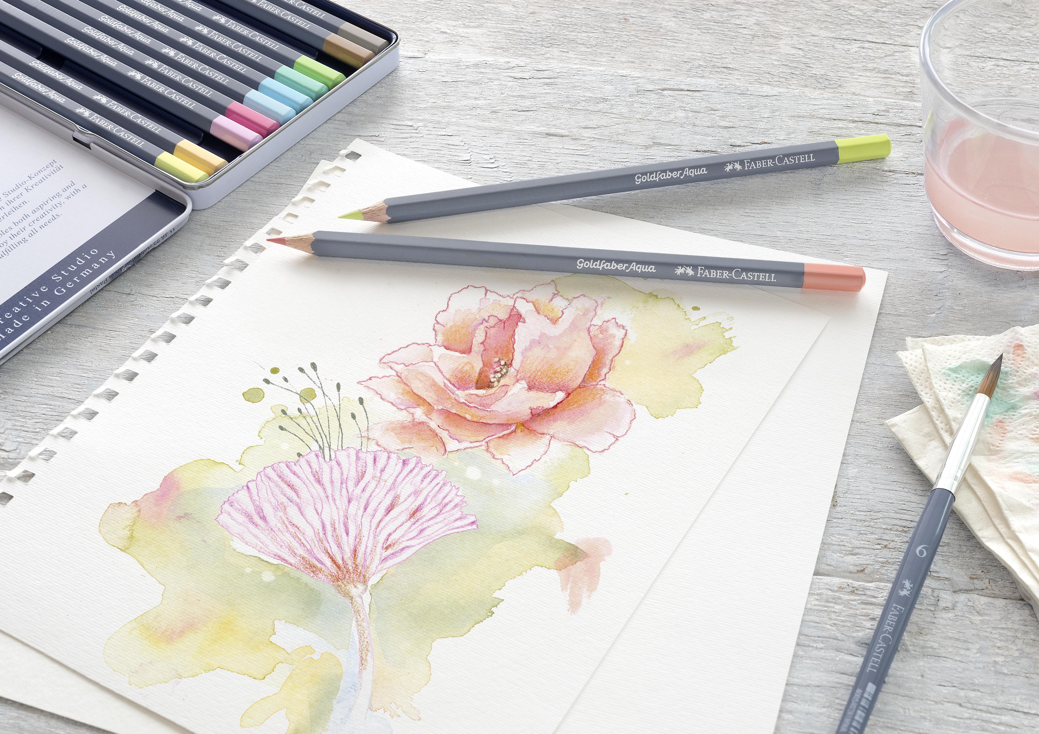 Faber-Castell - Gofa Aqua metal box of 12 pastel colours (114622)