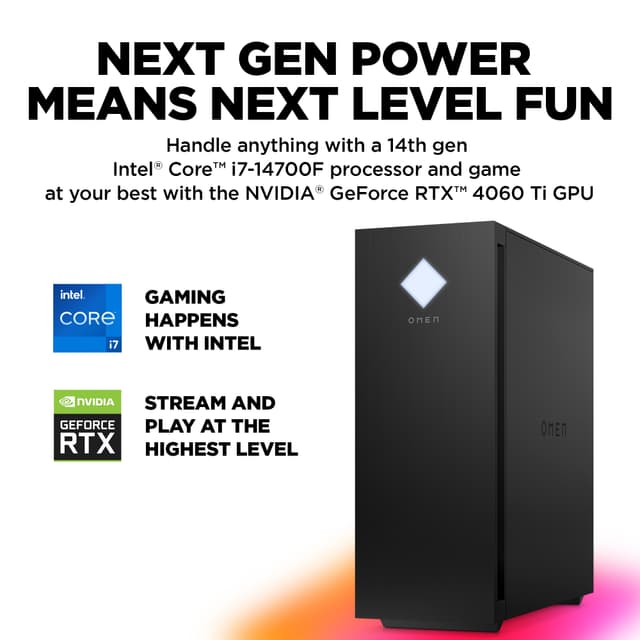 HP Omen 25L i7-14F/16/1000/4060Ti stationær gaming computer